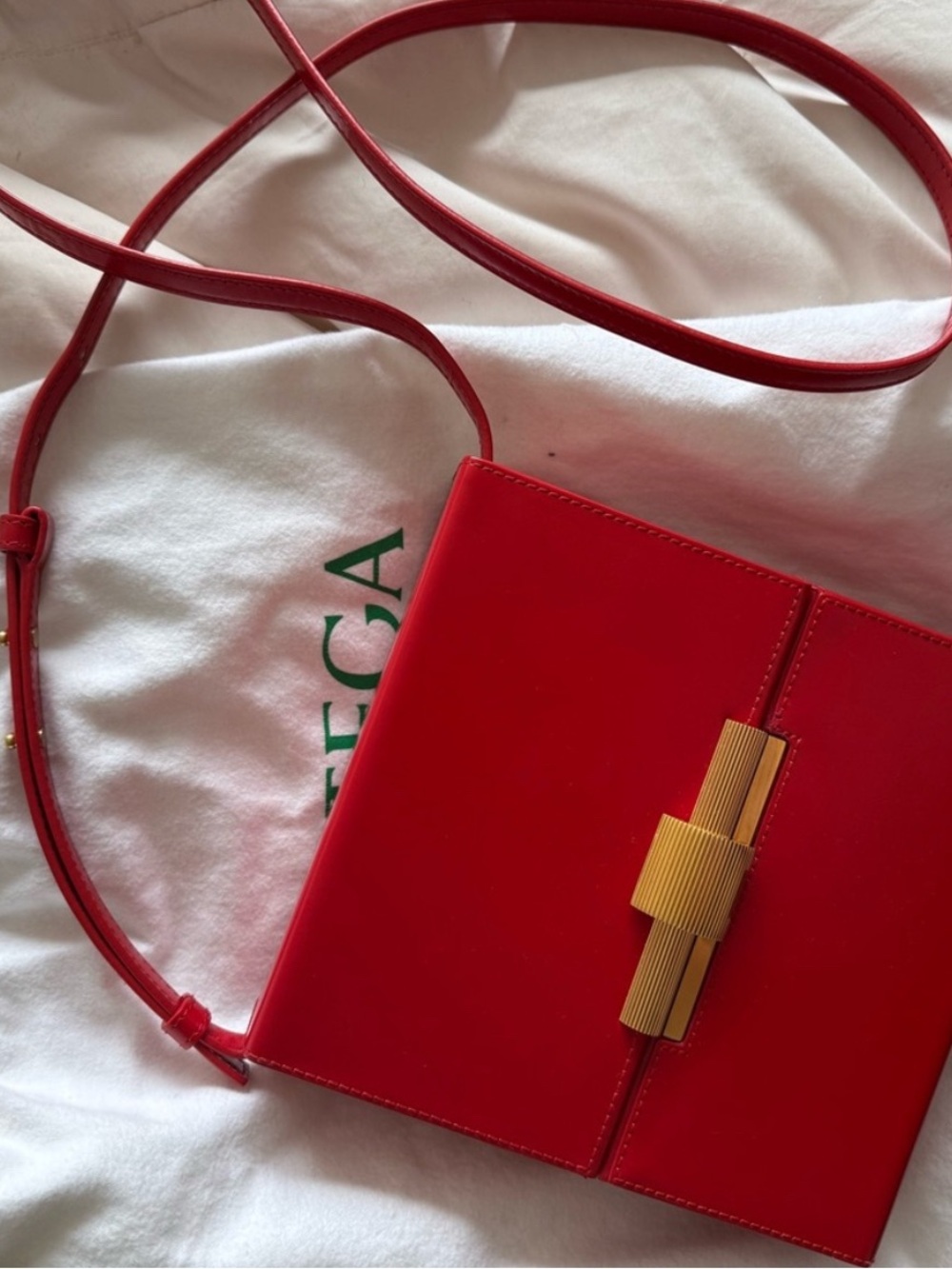 Bottega Veneta Red Daisy Box Shoulder Bag with Gold Hardware - Picture 2 of 9